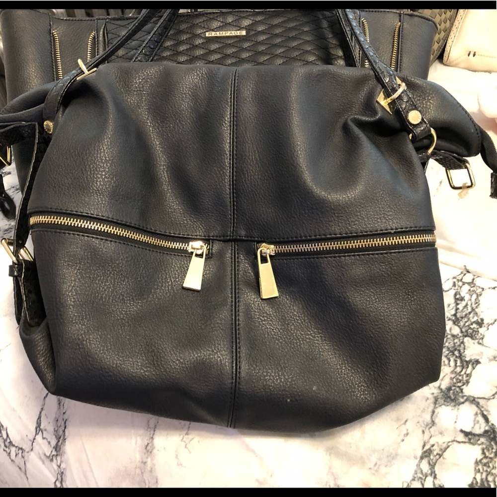 Black tote with gold accents